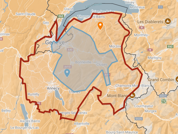 Déplacement >30km : Chablais, Faverges, Annecy, Chamonix, Evian ...